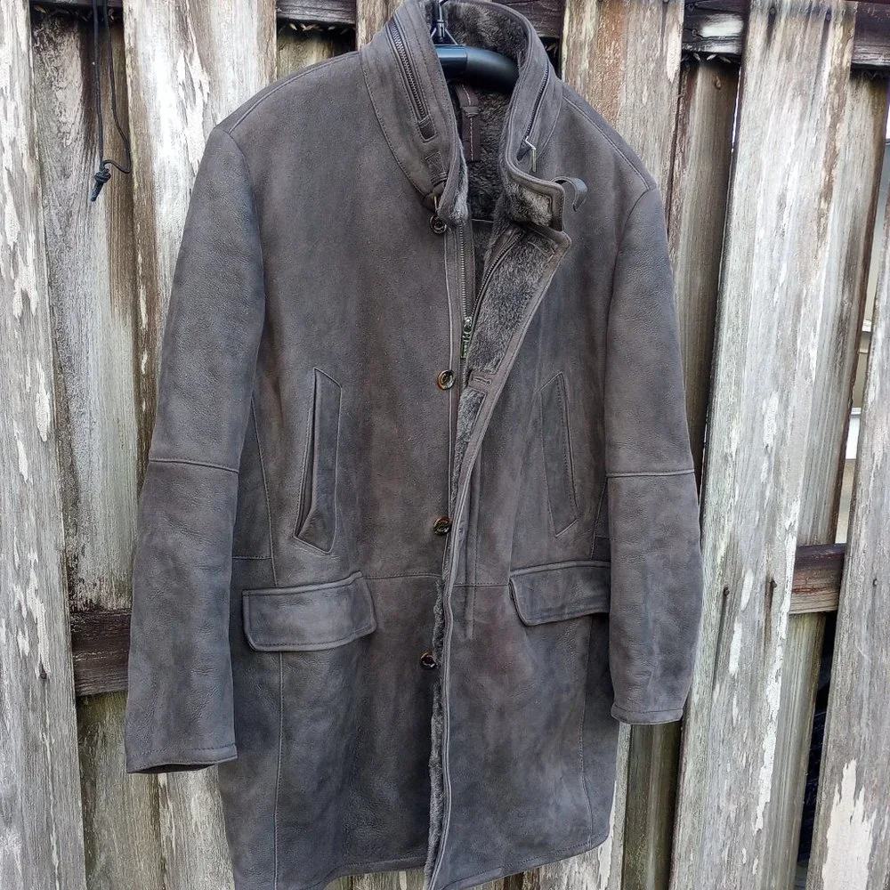 Gimo's Italy designer shearling coat mens 58